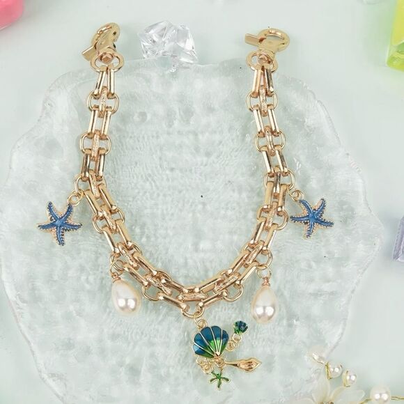 Under the Sea Starfish,Clam and Pearl Bag Charm - Picture 2 of 5